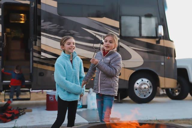 Barefoot RV Resort: Myrtle Beach's Seaside Resort! 1 Kids at Barefoot RV Resort roasting marshmallows